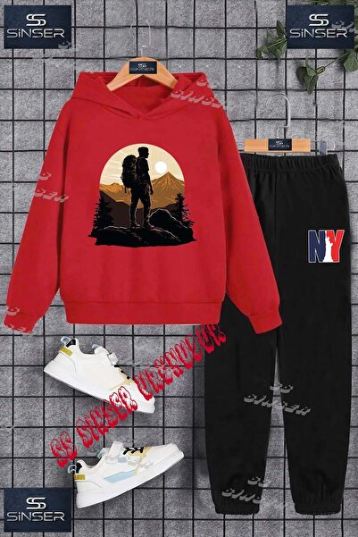 SS SİNSER Детски унисекс спортен екип с качулка и принт „DAG ADAM“