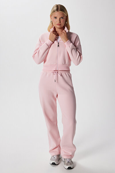 Ritnice Kadın Lexi İçi Polarlı Şeritli Pembe Alt Üst Eşofman Takımı