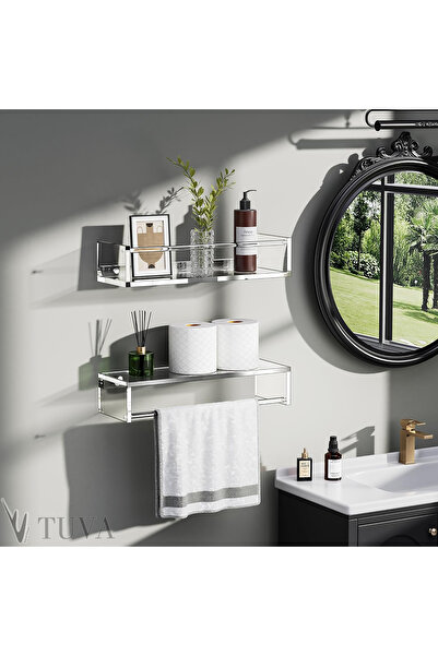 TUVA REKLAM Tuva Flexwall |   Elite Wall Shelf Organizer with Rods | Functional Bathroom & Home |   Tuva New Generation Decoration