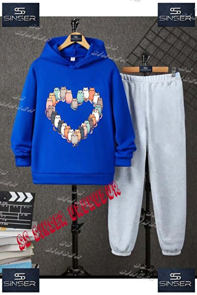 SS SİNSER Set de trening cu hanorac imprimat pentru copii, unisex, cu model „...