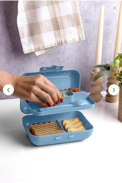 Online Kapında 2-Tier Lunch Box with Spoon and Fork - 5 Compartments - School Storage Container