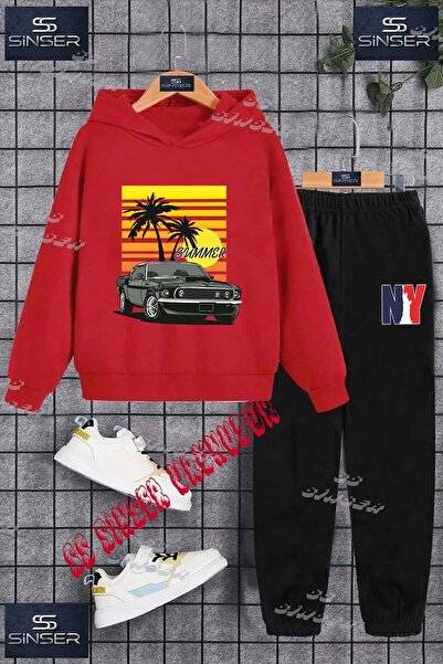 SS SİNSER Set de trening cu hanorac imprimat pentru copii, unisex, „CAR BLACK...