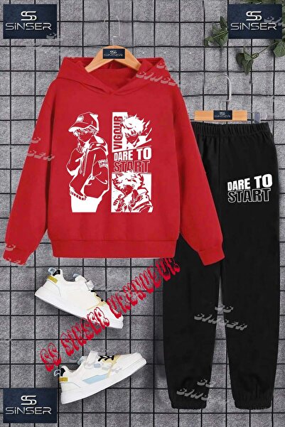 SS SİNSER Set de trening cu hanorac imprimat pentru copii, unisex, „DARE TO S...