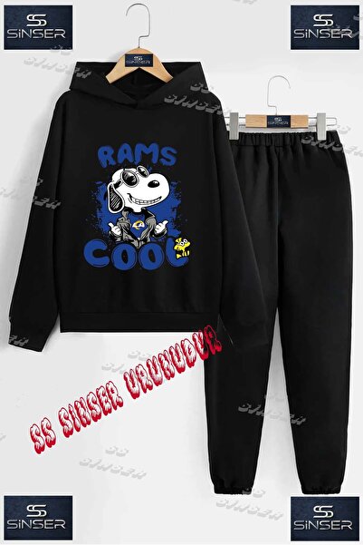 SS SİNSER Детски унисекс спортен екип с качулка и принт „SNOPY RAMS COOL BLUE”