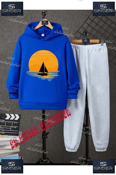 SS SİNSER Детски унисекс спортен екип с качулка и принт „PALM SEA SUN“