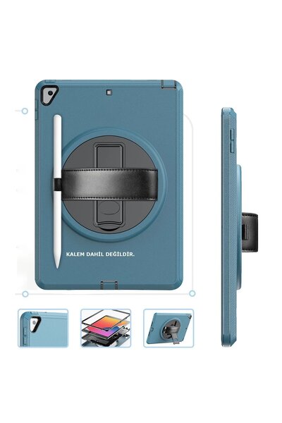 Khayra iPad 10.2 (7Th Generation) Case Hand Strap Tablet Case - Turquoise-(5796) - Eszaoc9953-9613