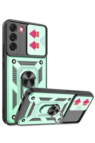 OEM حافظة سامسونج جالاكسي S22 من السيليكون مع حلقة عدسة - أخضر - (5796) - VOANFD3134-7041