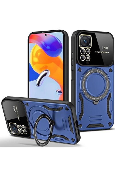 ETC غطاء حماية لهاتف شاومي ريدمي نوت 11 برو مع حامل للعدسة - أزرق داكن - (5796) - MYG6543-4938