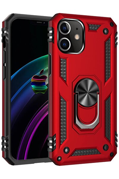 feifei غطاء سيليكون لهاتف آيفون 12 مع حلقة صوفيا - أحمر-(5796) - VOANFD6725-8408