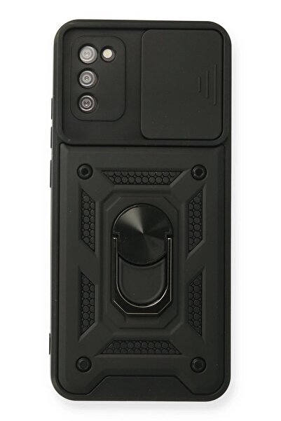 Khayra حافظة سامسونج جالاكسي A02S من السيليكون مع حلقة عدسة - أسود-(5796) - ESZAOC7413-6428