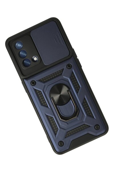 toyigoo Oppo A74 4g Case Pars Silicone with Lens Ring - Navy Blue-(5796) - Tygo4506-9833