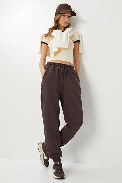 Lovelyİstanbul بنطال رياضي محبوك من نوع Şardonlu Jogger LCR0099 بني