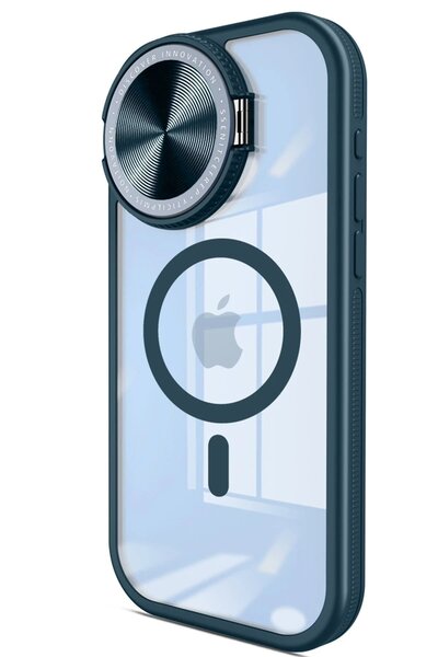 VINTESSY غطاء سيليكون متوافق مع هاتف iPhone 15 Pro Max، غطاء سيليكون متوافق مع عدسة تلسكوب Magsafe - أزرق داكن-(5796) - MKR4336-2804