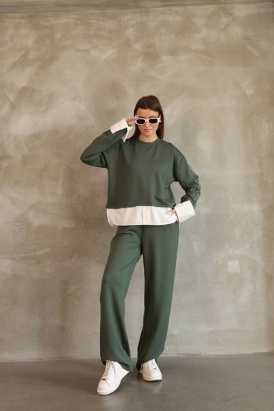 02Lady Fashion Modal Tracksuit Set with Terry Cotton Garnish and Piping Detail