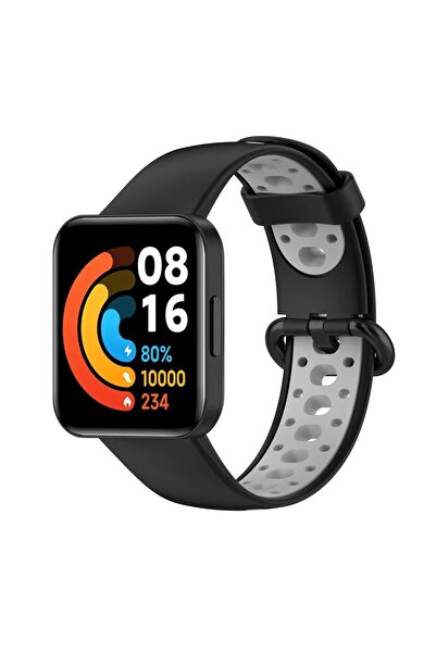 Genel Markalar Xiaomi Redmi Watch 2 Spor Delikli Kordon - Siyah-Yeşil