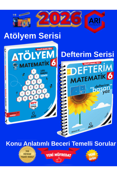Arı Yayıncılık 6.Sınıf Matematik %100 Yeni Müfredat Atölyem Soru+Defterim Konu Anlatımlı Soru Bankası Seti+Kalem