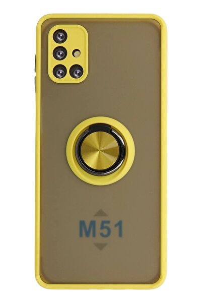 OEM غطاء سيليكون لهاتف سامسونج جالاكسي M51 مع حلقة مونتريال - أصفر-(5796) - ASLPRL8570-4253