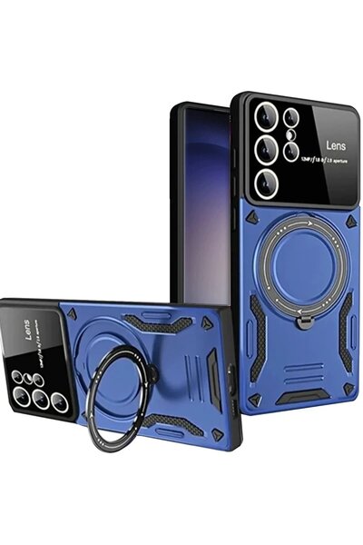 feifei غطاء حماية لهاتف سامسونج جالاكسي S25 ألترا مع حامل للعدسة - أزرق داكن-(5796) - VOANFD1517-7863