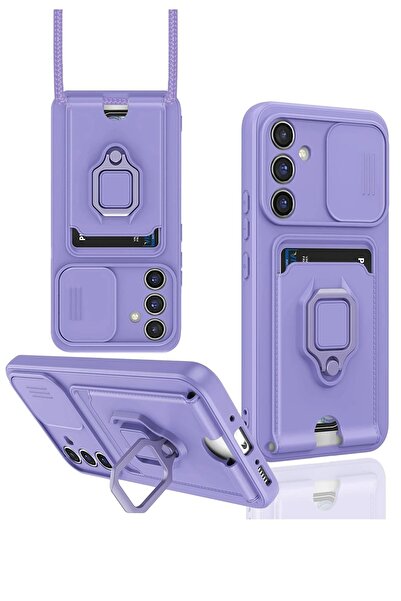 Khayra حافظة سامسونج جالاكسي S23 FE من السيليكون مع حامل بطاقات وحلقة - أرجواني-(5796) - ESZAOC1253-3582