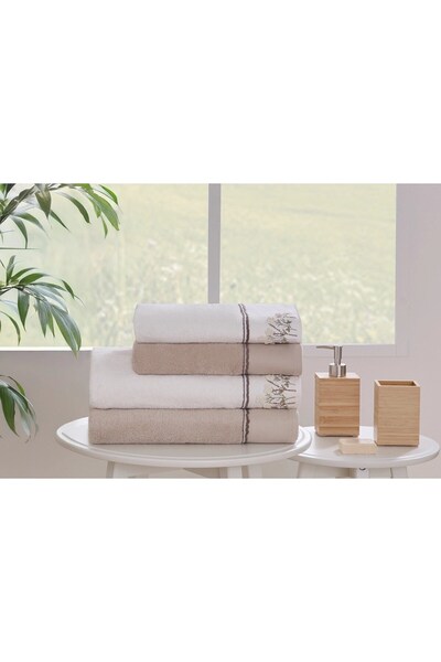 Özdilek Ditsy Garden Best Set Hamam Set - Cream Beige