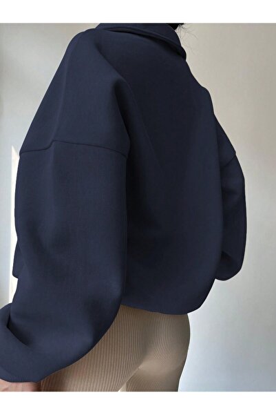 MOONBULL KADIN POLO YAKA FERMUARLI KIŞLIK SWEATSHİRT