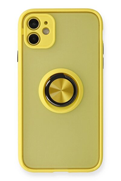 feifei غطاء سيليكون لهاتف آيفون 11 مع حلقة مونتريال - أصفر-(5796) - VOANFD7601-2956