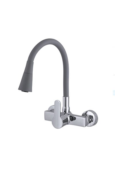 Spis Design Baterie de bucătărie cu montare pe perete și cioc flexibil, gri