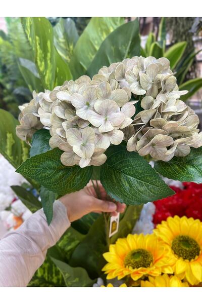 KOZALILAR Yapay Çiçek Islak Dokulu 5 Dallı Ortanca