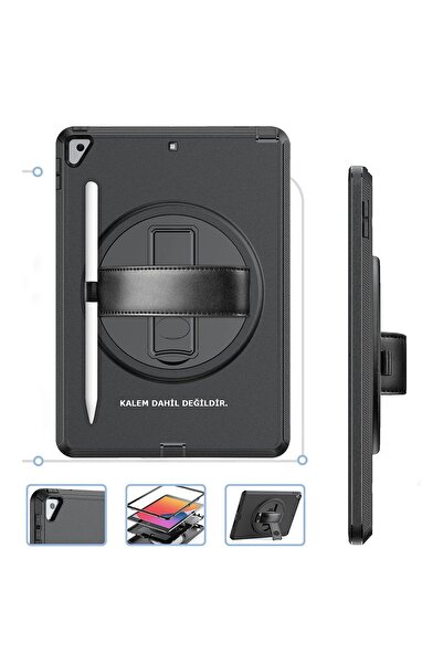 Khayra iPad 10.2 (7Th Generation) Case Hand Strap Tablet Case - Black-(5796) - Eszaoc6370-4939