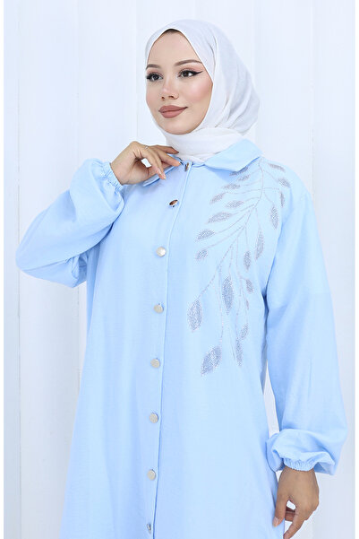 sefamerve Aerobin Fabric Tunic Trousers Double Set 2134-05 Baby Blue