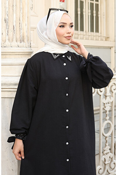 sefamerve Aerobin Fabric Buttoned Tunic Trousers Double Suit 2147-05 Black