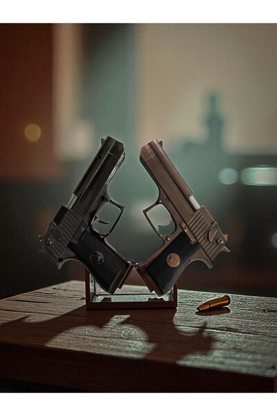 HK GİFT SHOP Deagle Tabanca Tasarımlı Kırmızı Alevli Doldurulabilir Gazlı Min...