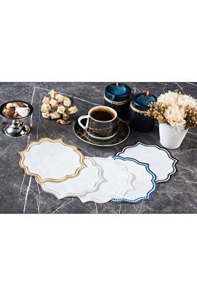 busrasdesign Cocktail Napkin Carved 6-Piece Stone