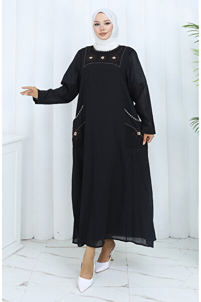 sefamerve Şile Bezi Otantik Elbise 2048-01 Siyah