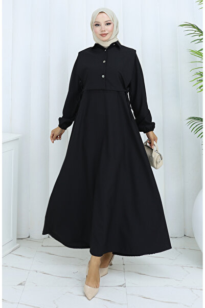 sefamerve Linen vest dress two-piece set 2141-10 black