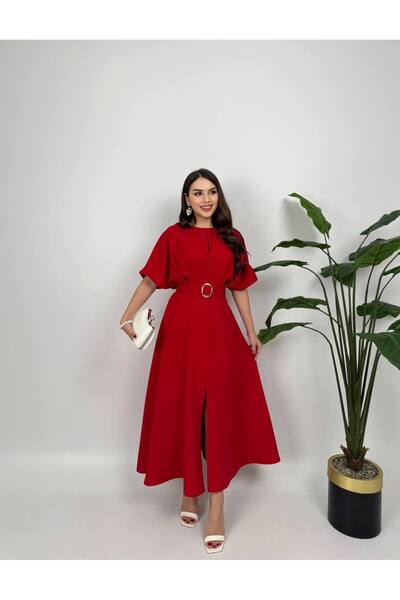 SANDIK Kırmızı Kemerli Elbise