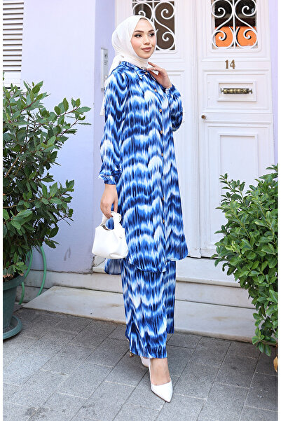 sefamerve Viscose Fabric Tunic Trousers Double Set 0142-04 Saks