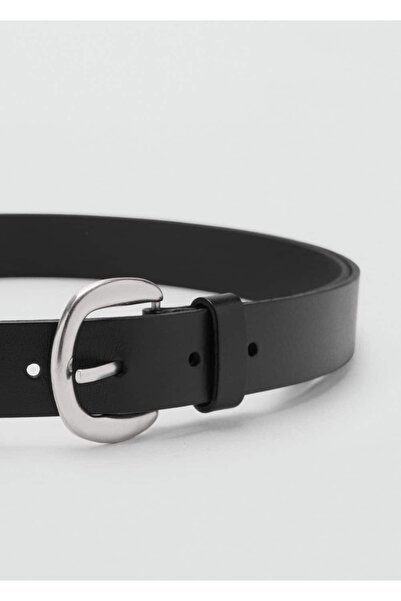 MANGO Woman Leather Belt with Round Buckle