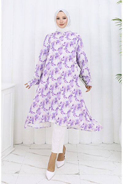 sefamerve Patterned crepe tunic 1014-02 lilac