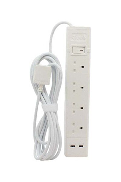 Gerenic وصلة كهربائية من الفنار، 4 مقابس، 13 أمبير، مع منفذي USB