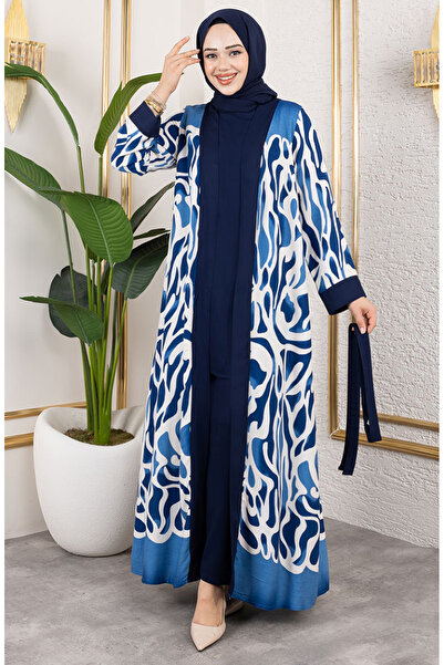 sefamerve Patterned Triple Viscose Set 0345-04 Indigo
