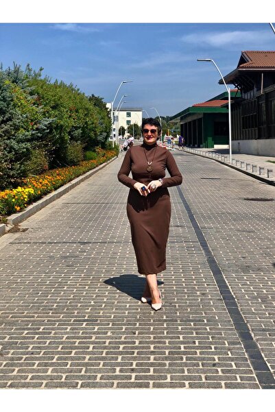 wisteriA BALIKÇI YAKA UZUN KOL YIRTMAÇLI MİDİ BOY ELBİSE