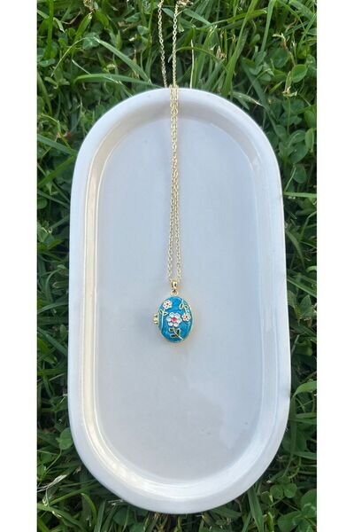 AmoriaJewellery ETNİK ÇİÇEK DESENLİ RESİMLİKLİ ÇELİK KOLYE