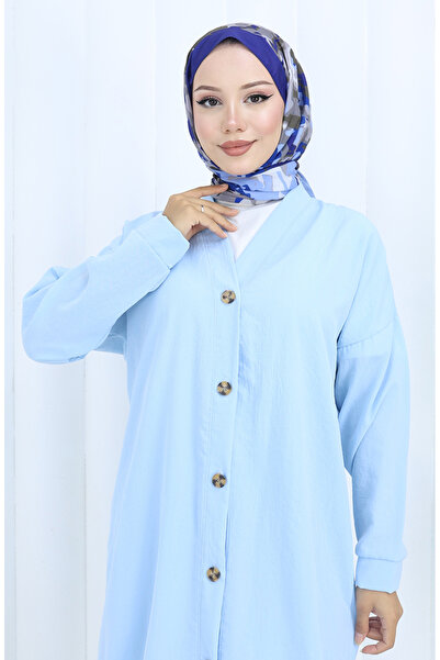 sefamerve Button-down cardigan and pants two-piece set 0138-02 blue