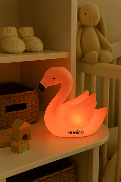 Munico LED Işıklı Flamingo Masa Lambası – Pilli, Tropikal Tasarımlı, Sıcak Iş...