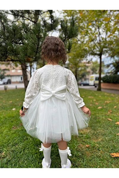 Minizade Kız Bebek Elbise Tüllü Tütü Fiyonklu Doğum Günü Parti Düğün Özel Gün Kız Çocuk Abiye Elbise