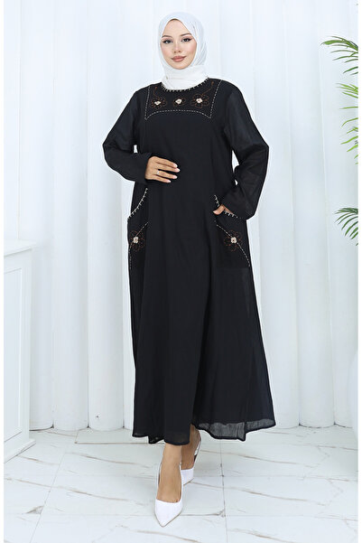 sefamerve Şile Bezi Otantik Elbise 2048-01 Siyah