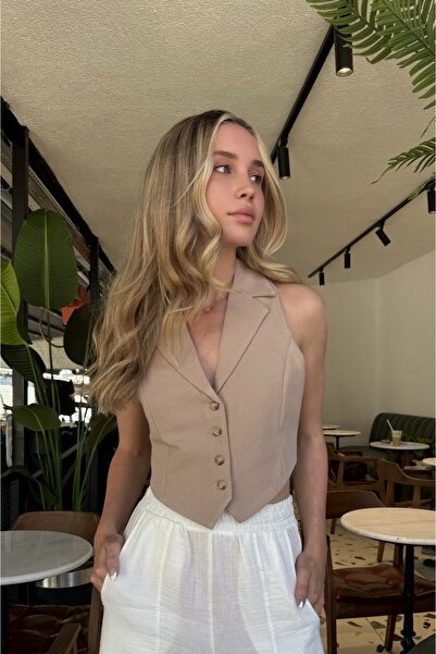 TWILIT Arkadan Bağlamalı Yelek - Vizon