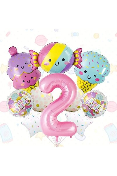 DÜVENCİ TİCARET مجموعة من 10 بالونات فويل دائرية على شكل كرات للحلوى والآيس كريم