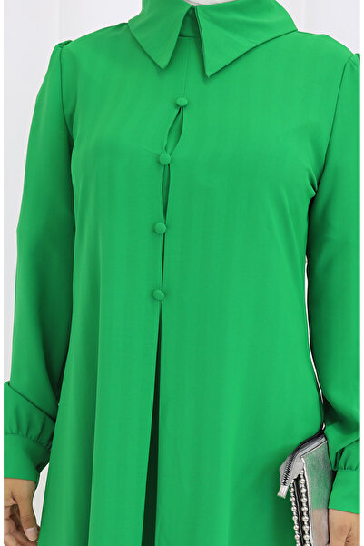 sefamerve Τουνίκ με κουμπιά εκτύπωσης 1102-03 Σμαραγδένιο πράσινο